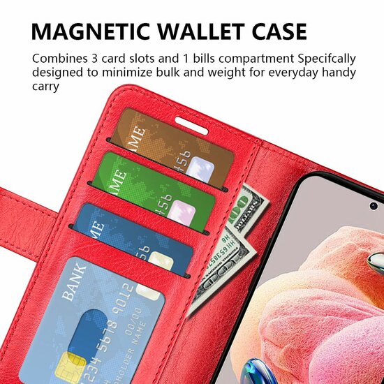 Xiaomi Redmi Note 12 4G Hoesje, MobyDefend Wallet Book Case (Sluiting Achterkant), Bruin