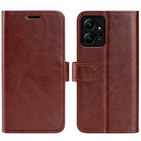 Xiaomi Redmi Note 12 4G Hoesje, MobyDefend Wallet Book Case (Sluiting Achterkant), Bruin