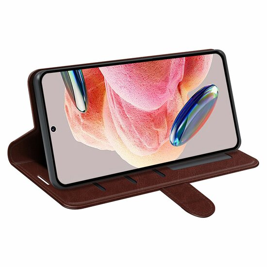 Xiaomi Redmi Note 12 4G Hoesje - MobyDefend Wallet Book Case (Sluiting Achterkant) - Bruin