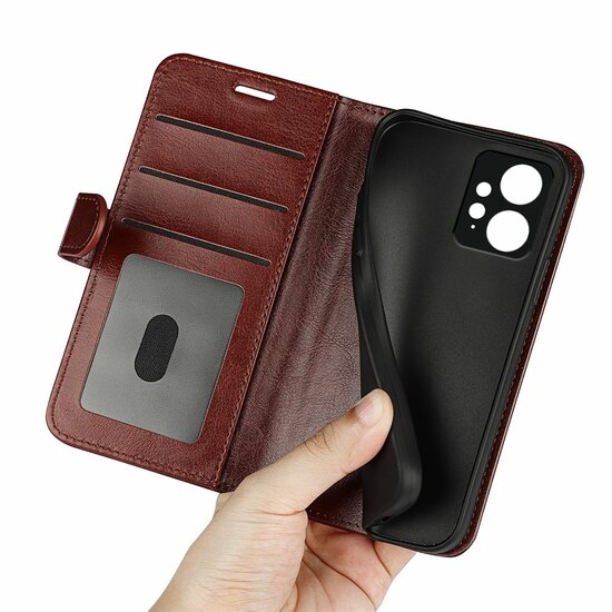 Xiaomi Redmi Note 12 4G Hoesje - MobyDefend Wallet Book Case (Sluiting Achterkant) - Bruin