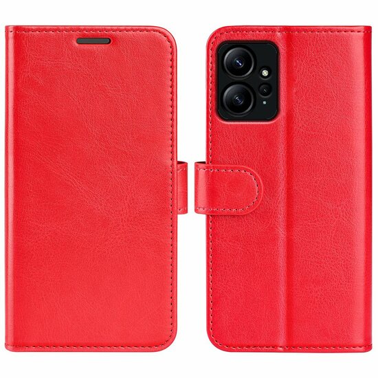 Xiaomi Redmi Note 12 4G Hoesje, MobyDefend Wallet Book Case (Sluiting Achterkant), Rood