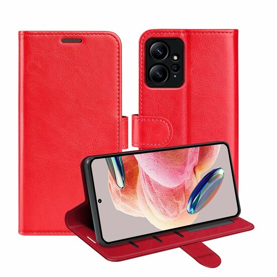 Xiaomi Redmi Note 12 4G Hoesje - MobyDefend Wallet Book Case (Sluiting Achterkant) - Rood