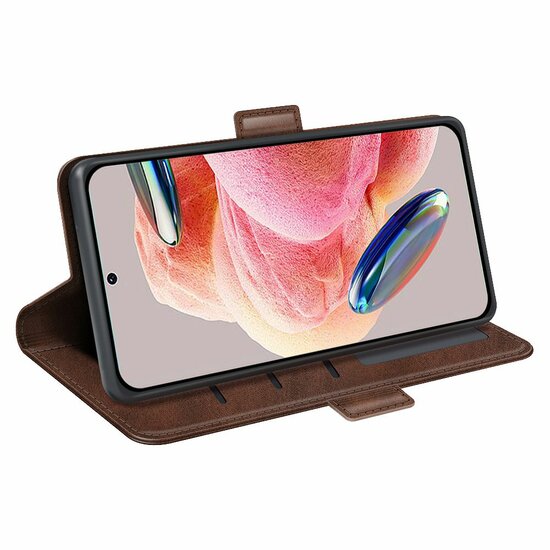Xiaomi Redmi Note 12 4G Hoesje - MobyDefend Luxe Wallet Book Case (Sluiting Zijkant) - Bruin