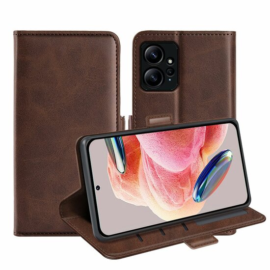Xiaomi Redmi Note 12 4G Hoesje - MobyDefend Luxe Wallet Book Case (Sluiting Zijkant) - Bruin