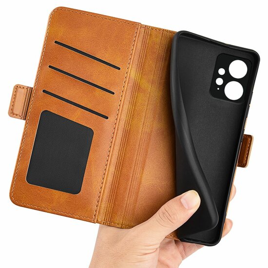 Xiaomi Redmi Note 12 4G Hoesje - MobyDefend Luxe Wallet Book Case (Sluiting Zijkant) - Lichtbruin