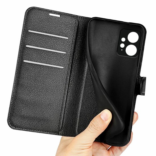 Xiaomi Redmi Note 12 4G Hoesje, MobyDefend Kunstleren Wallet Book Case (Sluiting Voorkant), Zwart