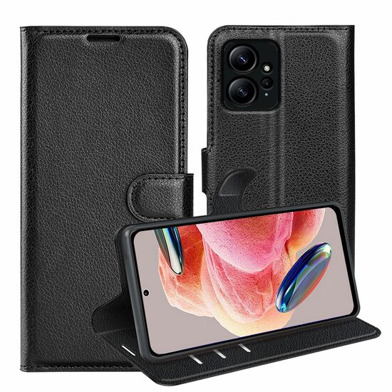 Xiaomi Redmi Note 12 4G Hoesje, MobyDefend Kunstleren Wallet Book Case (Sluiting Voorkant), Zwart