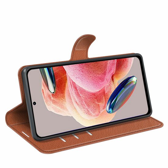 Xiaomi Redmi Note 12 4G Hoesje - MobyDefend Kunstleren Wallet Book Case (Sluiting Voorkant) - Bruin