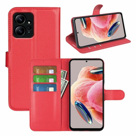 Xiaomi Redmi Note 12 4G Hoesje, MobyDefend Kunstleren Wallet Book Case (Sluiting Voorkant), Rood