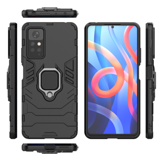 Xiaomi Redmi Note 12 Pro 4G Hoesje - MobyDefend Dubbelgelaagde Pantsercase Met Standaard - Zwart