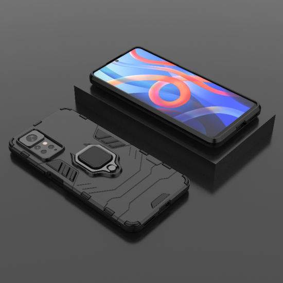 Xiaomi Redmi Note 12 Pro 4G Hoesje - MobyDefend Dubbelgelaagde Pantsercase Met Standaard - Zwart