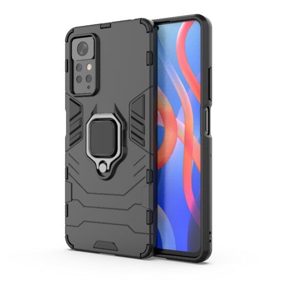 Xiaomi Redmi Note 12 Pro 4G Hoesje - MobyDefend Dubbelgelaagde Pantsercase Met Standaard - Zwart