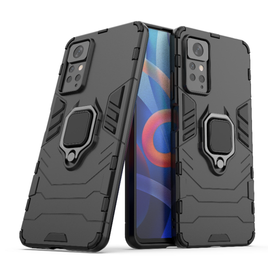 Xiaomi Redmi Note 12 Pro 4G Hoesje - MobyDefend Dubbelgelaagde Pantsercase Met Standaard - Zwart