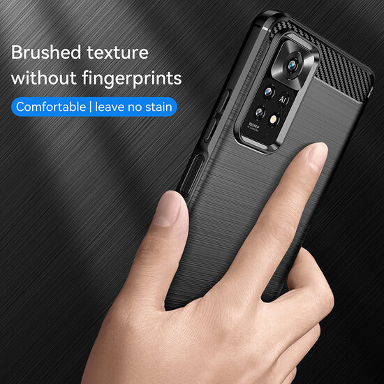 Xiaomi Redmi Note 12 Pro 4G Hoesje - MobyDefend TPU Backcover - Geborstelde Metaal &amp; Carbon-Look - Rood