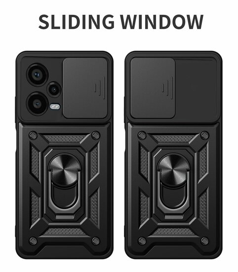 Xiaomi Redmi Note 12 Pro Plus 5G Hoesje - MobyDefend Pantsercase Met Draaibare Ring - Goud