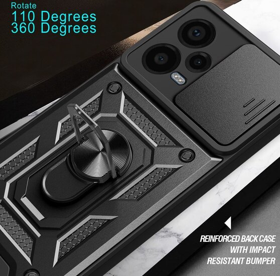 Xiaomi Redmi Note 12 Pro Plus 5G Hoesje - MobyDefend Pantsercase Met Draaibare Ring - Goud