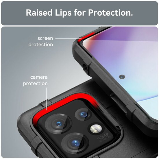 Motorola Edge 40 Pro Hoesje - Mobydefend Rugged Shield TPU Backcover - Zwart
