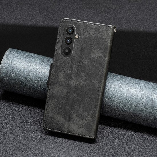 Samsung Galaxy A34 Hoesje - MobyDefend Wallet Book Case Met Koord - Zwart