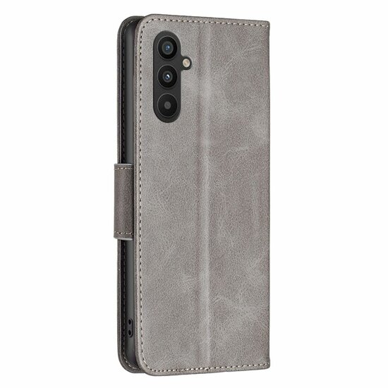 Samsung Galaxy A34 Hoesje - MobyDefend Wallet Book Case Met Koord - Grijs