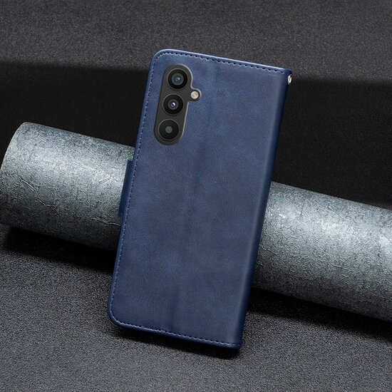 Samsung Galaxy A34 Hoesje - MobyDefend Wallet Book Case Met Koord - Blauw