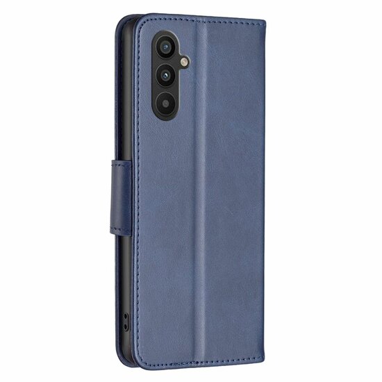 Samsung Galaxy A34 Hoesje, MobyDefend Wallet Book Case Met Koord, Blauw