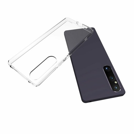 Sony Xperia 1 V Hoesje, MobyDefend Transparante TPU Gelcase, Volledig Doorzichtig