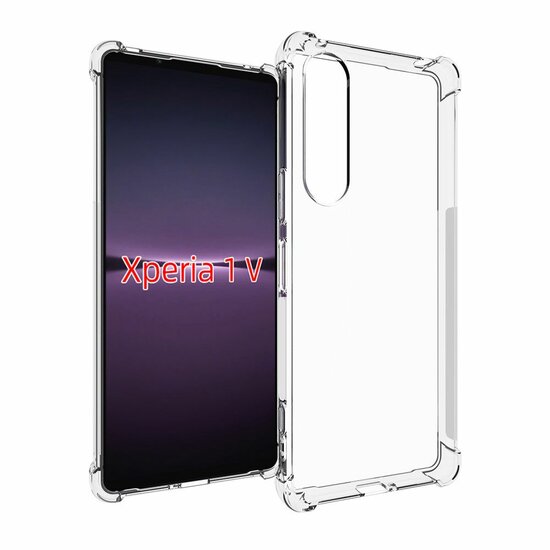 Sony Xperia 1 V Hoesje, MobyDefend Transparante Shockproof TPU Gelcase, Verstevigde Hoeken, Volledig Doorzichtig