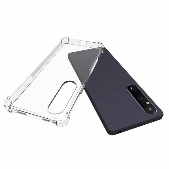 Sony Xperia 1 V Hoesje, MobyDefend Transparante Shockproof TPU Gelcase, Verstevigde Hoeken, Volledig Doorzichtig