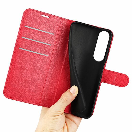 Sony Xperia 1 V Hoesje - MobyDefend Kunstleren Wallet Book Case (Sluiting Voorkant) - Rood