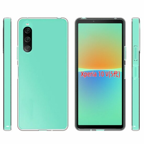 Sony Xperia 10 V Hoesje, MobyDefend Transparante TPU Gelcase, Volledig Doorzichtig