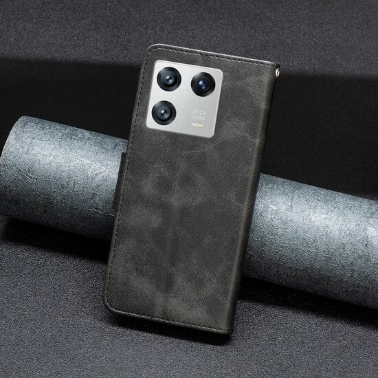 Xiaomi 13 Hoesje - MobyDefend Wallet Book Case Met Koord - Zwart
