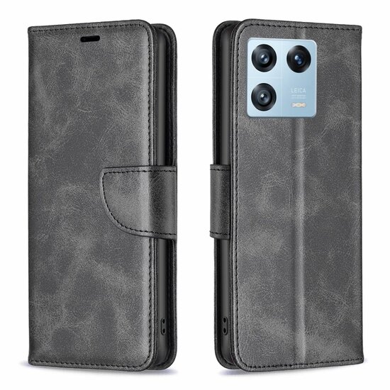 Xiaomi 13 Pro Hoesje, MobyDefend Wallet Book Case Met Koord, Zwart