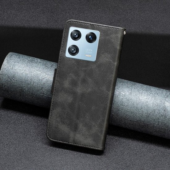 Xiaomi 13 Pro Hoesje - MobyDefend Wallet Book Case Met Koord - Zwart