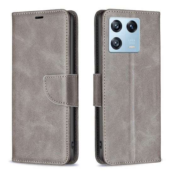 Xiaomi 13 Pro Hoesje - MobyDefend Wallet Book Case Met Koord - Grijs