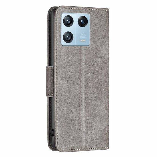 Xiaomi 13 Pro Hoesje - MobyDefend Wallet Book Case Met Koord - Grijs