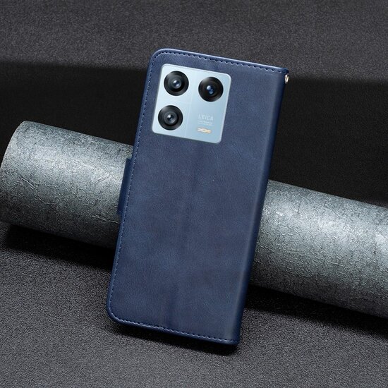 Xiaomi 13 Pro Hoesje - MobyDefend Wallet Book Case Met Koord - Blauw