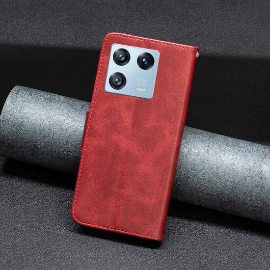 Xiaomi 13 Pro Hoesje - MobyDefend Wallet Book Case Met Koord - Rood