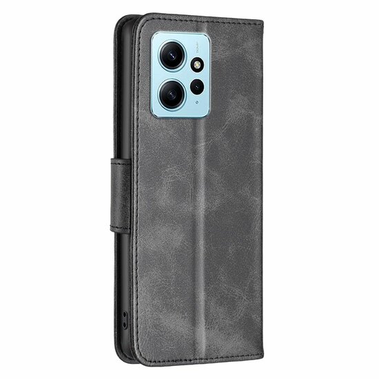 Xiaomi Redmi Note 12 4G Hoesje, MobyDefend Wallet Book Case Met Koord, Zwart