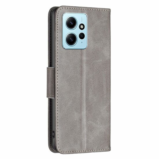 Xiaomi Redmi Note 12 4G Hoesje - MobyDefend Wallet Book Case Met Koord - Grijs
