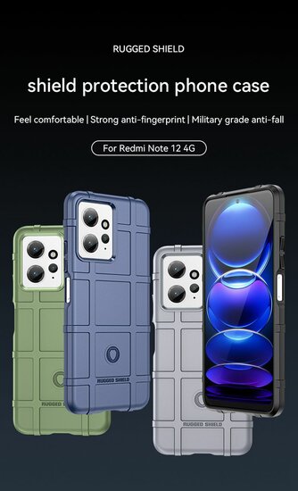 Xiaomi Redmi Note 12 4G Hoesje, Rugged Shield TPU Gelcase, Groen