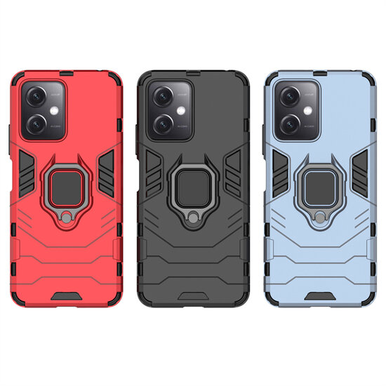 Xiaomi Redmi Note 12 5G Hoesje - MobyDefend Dubbelgelaagde Pantsercase Met Standaard - Blauw