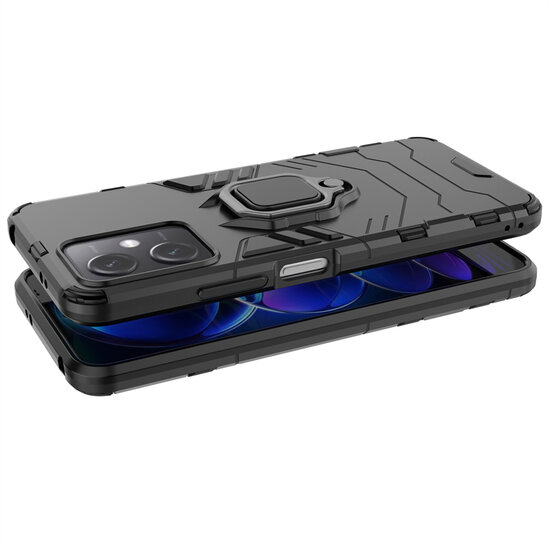 Xiaomi Redmi Note 12 5G Hoesje - MobyDefend Dubbelgelaagde Pantsercase Met Standaard - Blauw