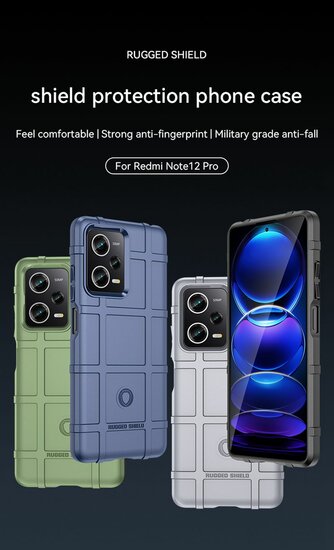 Xiaomi Redmi Note 12 Pro 5G Hoesje, Rugged Shield TPU Gelcase, Zwart