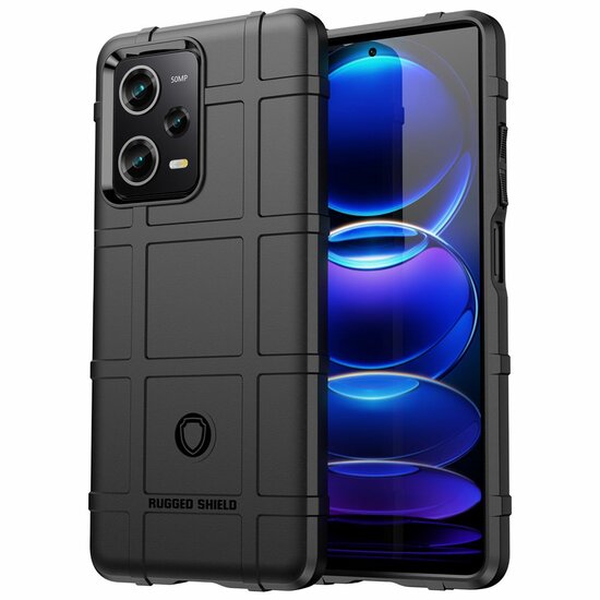 Xiaomi Redmi Note 12 Pro 5G Hoesje, Rugged Shield TPU Gelcase, Zwart