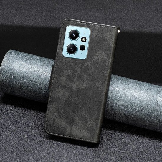 Xiaomi Redmi Note 12 Pro 5G Hoesje, MobyDefend Wallet Book Case Met Koord, Zwart