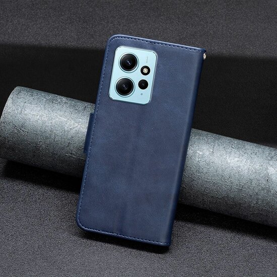 Xiaomi Redmi Note 12 Pro 5G Hoesje, MobyDefend Wallet Book Case Met Koord, Blauw