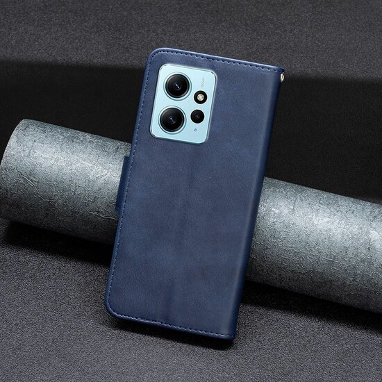 Xiaomi Redmi Note 12 Pro 5G Hoesje - MobyDefend Wallet Book Case Met Koord - Blauw