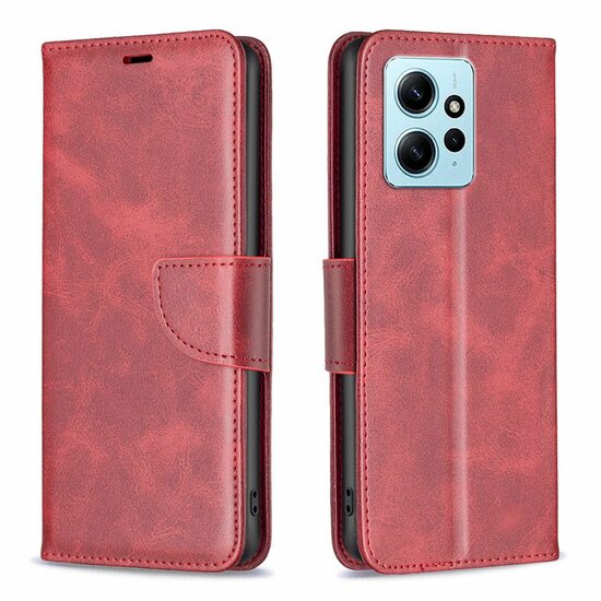 Xiaomi Redmi Note 12 Pro 5G Hoesje, MobyDefend Wallet Book Case Met Koord, Rood