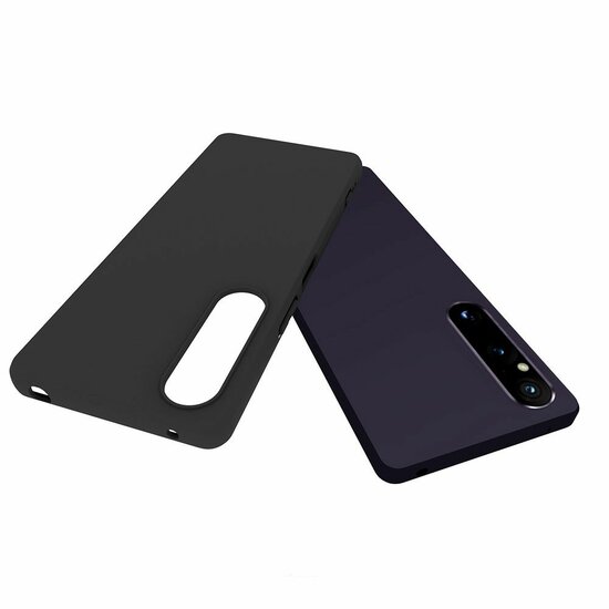 Sony Xperia 1 V Hoesje - MobyDefend TPU Backcover - Mat Zwart