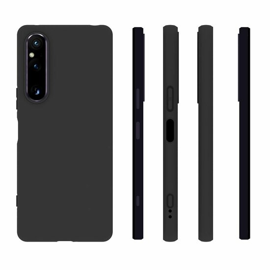 Sony Xperia 1 V Hoesje, MobyDefend  TPU Gelcase, Mat Zwart